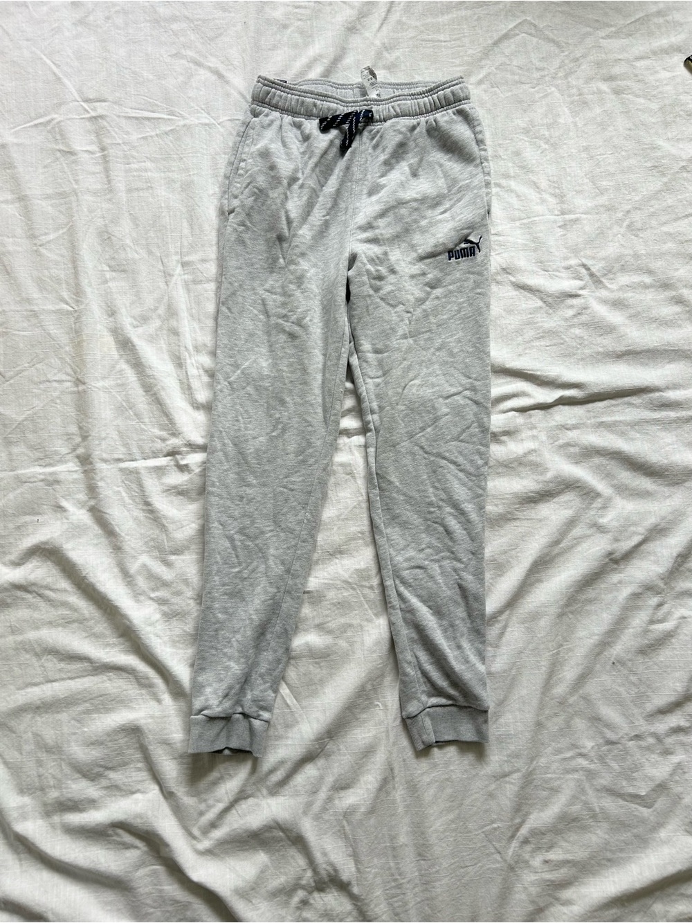 Puma Grey Black Logo Sweatpants Joggers Athletic Streetwear Track Pants